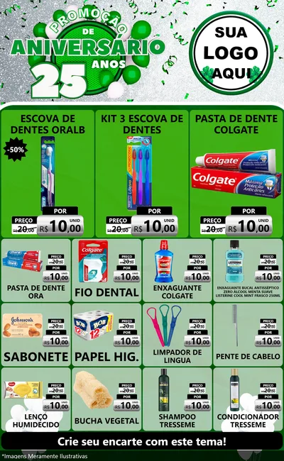 Modelo de Encarte para Encarte Grande com o tema Promoção de Aniversário - 25 Anos para Higiene Pessoal