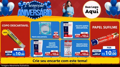 Modelo de TV para TV Horizontal com o tema Promoção de Aniversário para Embalagens