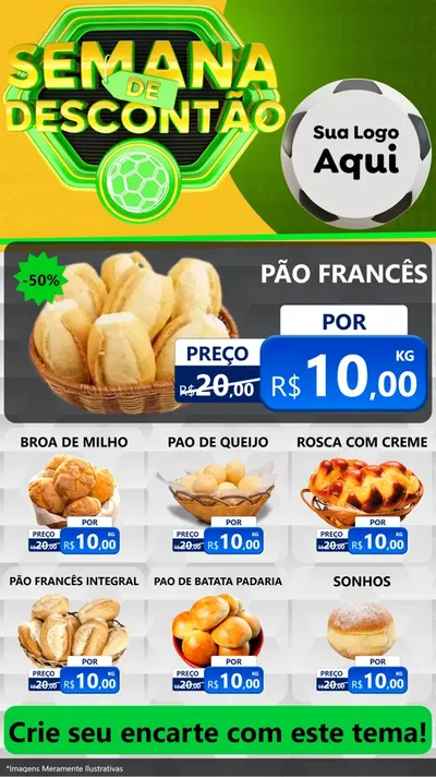 Modelo de Rede Social para Stories com o tema Semana de Descontão - Copa para Padaria