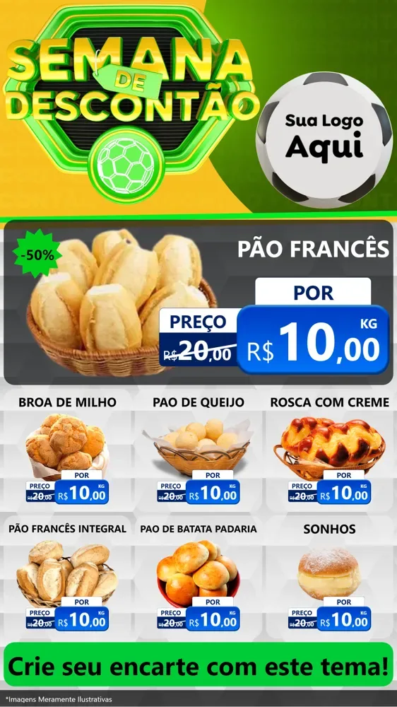 Modelo de Rede Social para Stories com o tema Semana de Descontão - Copa para Padaria