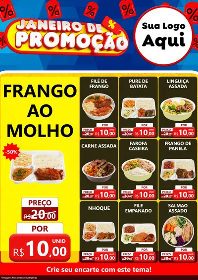 Modelo de Encarte para Encarte A4 Vertical com o tema Janeiro de Promoção para Restaurante