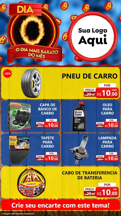 Modelo de TV para TV Vertical com o tema Dia O - O Dia Mais Barato Do Mês para Auto peças
