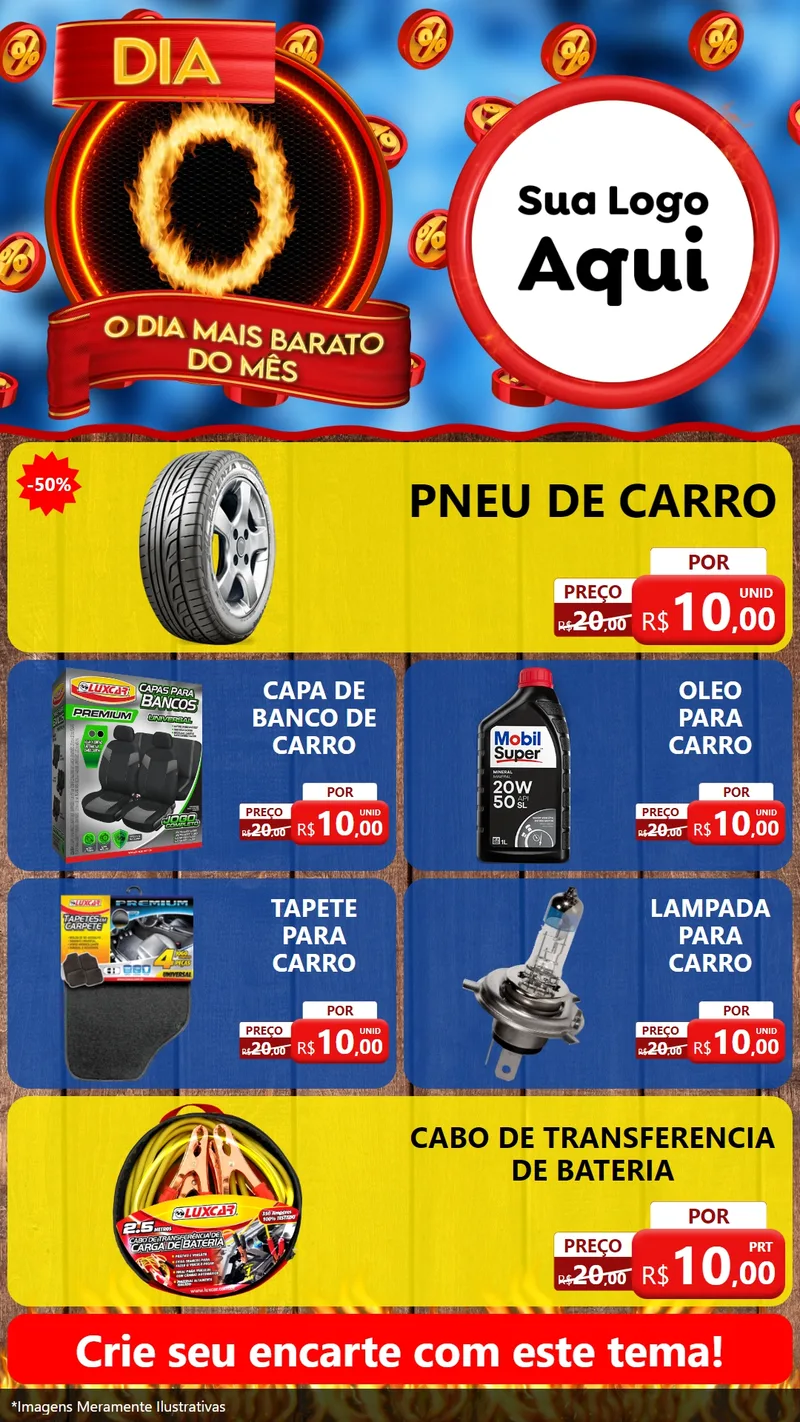 Modelo de TV para TV Vertical com o tema Dia O - O Dia Mais Barato Do Mês para Auto peças