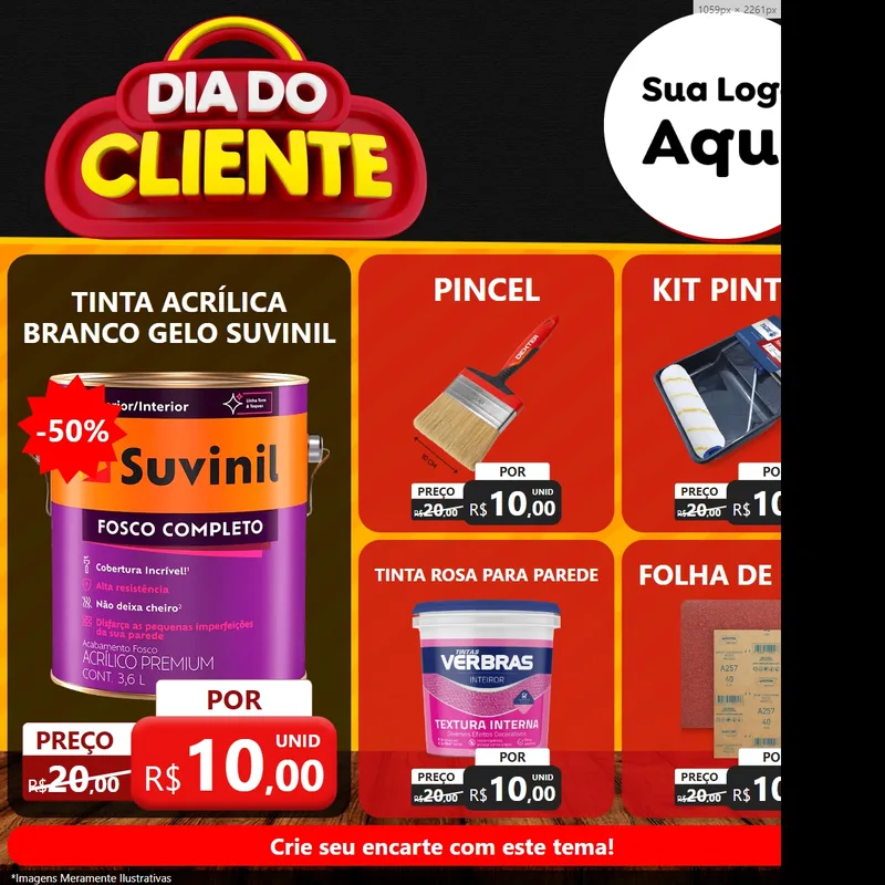 Modelo de Rede Social para Feed Facebook com o tema Dia do Cliente para Tintas e Ferramentas