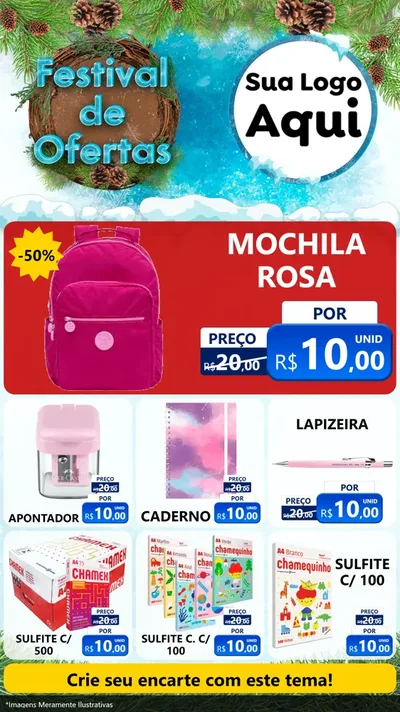Modelo de Rede Social para Stories com o tema Festival de Ofertas - Inverno para Papelaria