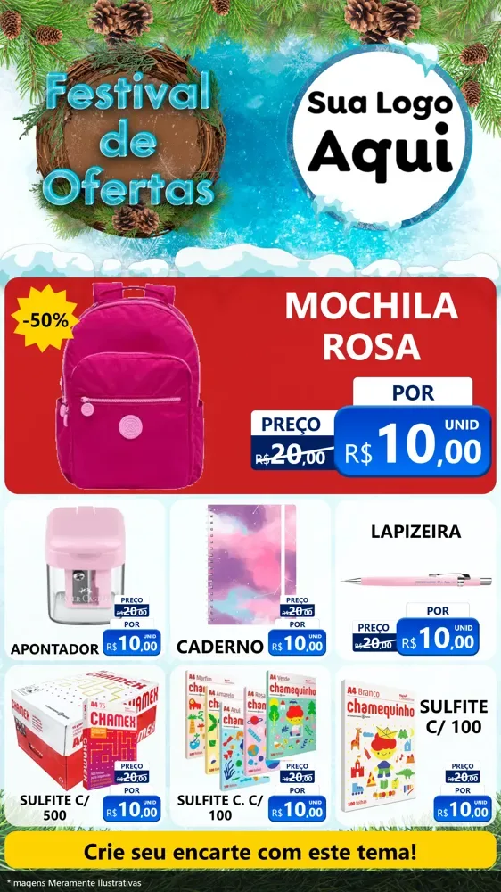 Modelo de Rede Social para Stories com o tema Festival de Ofertas - Inverno para Papelaria