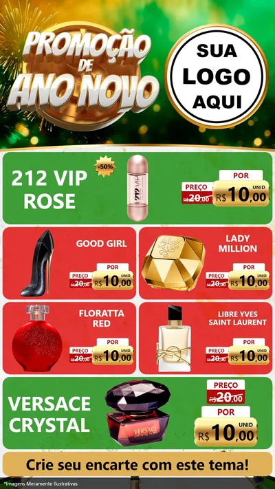 Modelo de TV para TV Vertical com o tema Promoção de Ano Novo para Perfumes