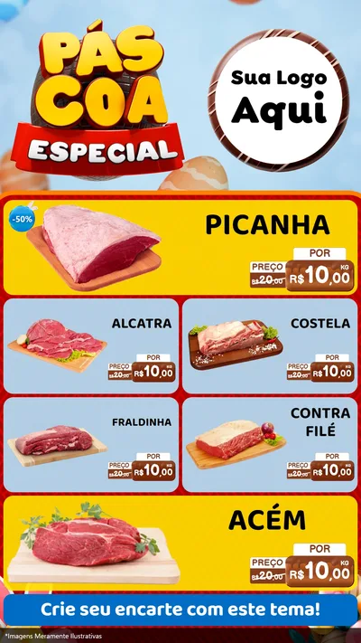 Modelo de TV para TV Vertical com o tema Páscoa Especial para Açougue