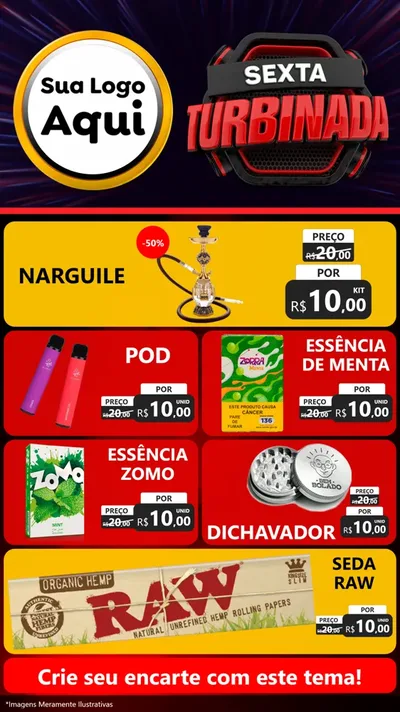 Modelo de TV para TV Vertical com o tema Sexta Turbinada para Tabacaria