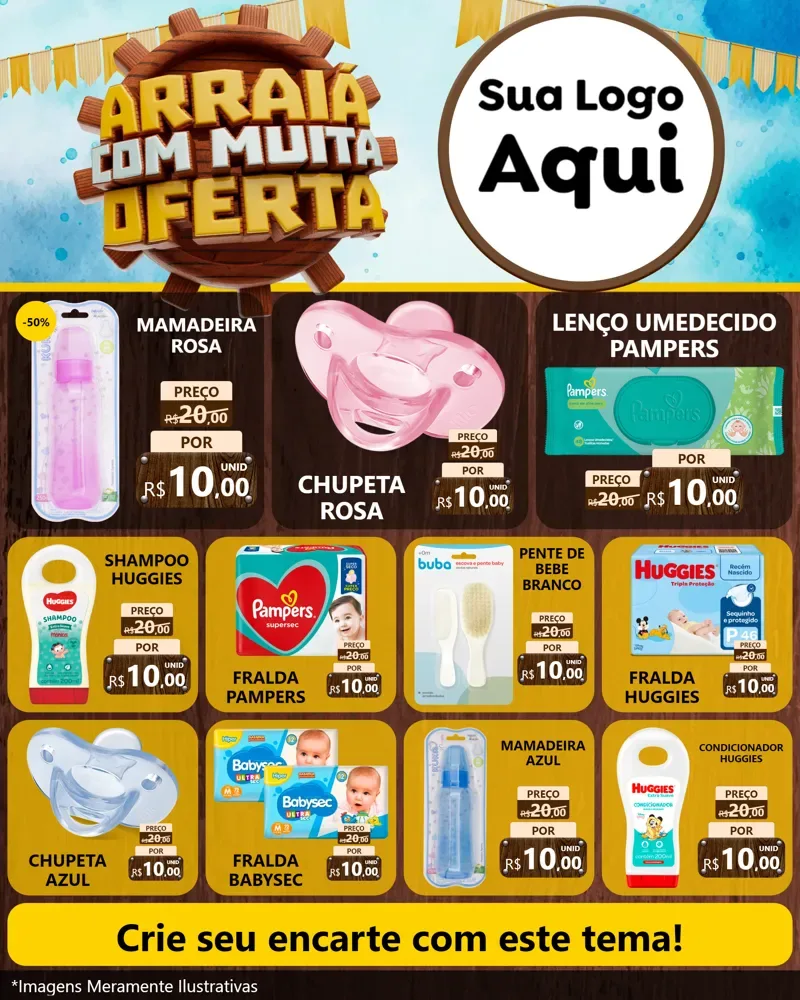 Modelo de Rede Social para Feed Instagram com o tema Ofertas de São João - Junina para Bebês