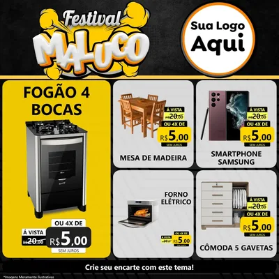 Modelo de Rede Social para Feed Facebook com o tema Festival Maluco para Móveis e Eletro