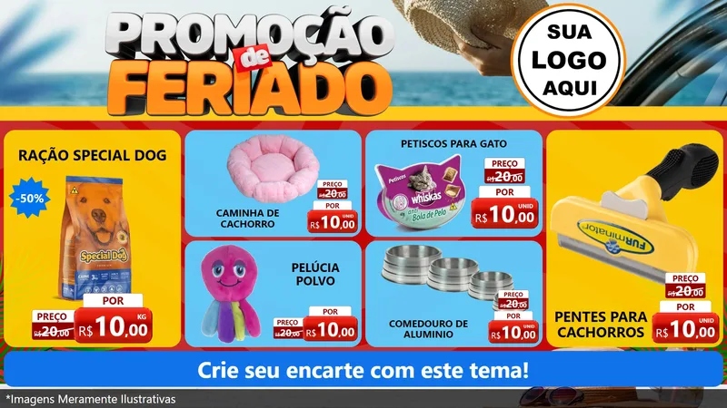 Modelo de TV para TV Horizontal com o tema Promoção de Feriado para Pet Shop