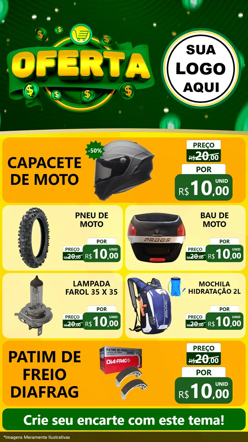 Modelo de TV para TV Vertical com o tema Oferta para Moto peças