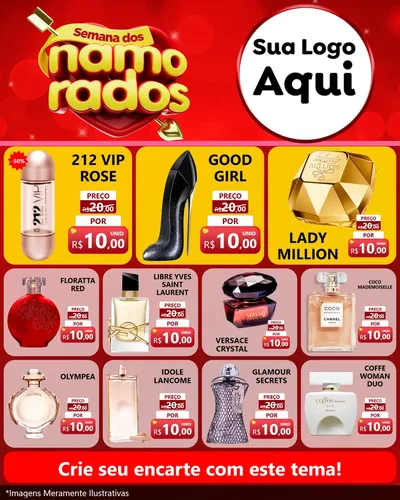 Modelo de Rede Social para Feed Instagram com o tema Semana dos namorados para Perfumes