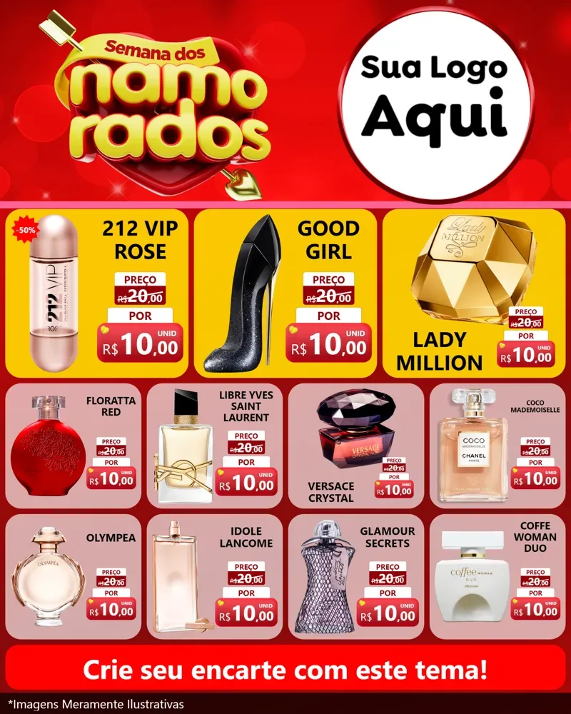 Modelo de Rede Social para Feed Instagram com o tema Semana dos namorados para Perfumes