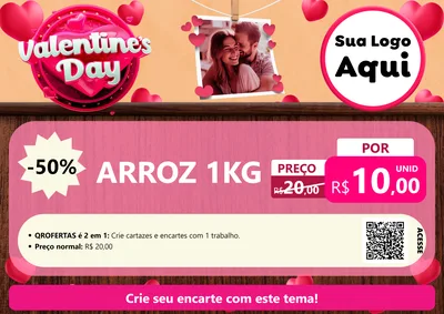 Modelo de Cartaz para Cartaz A4 Horizontal com o tema Valentine's Day para Supermercado