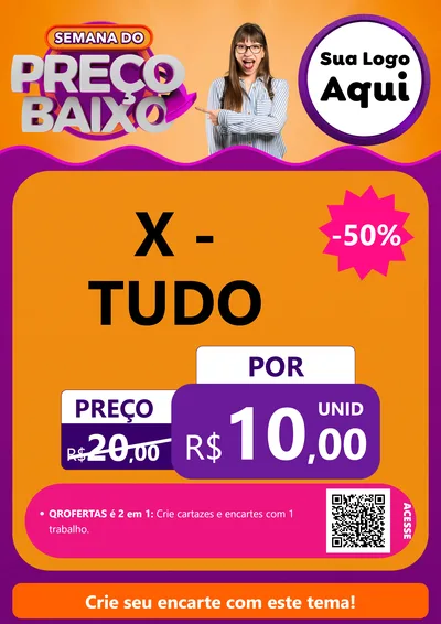 Modelo de Cartaz para Cartaz A4 Vertical com o tema Semana do Preço Baixo para Hamburgueria