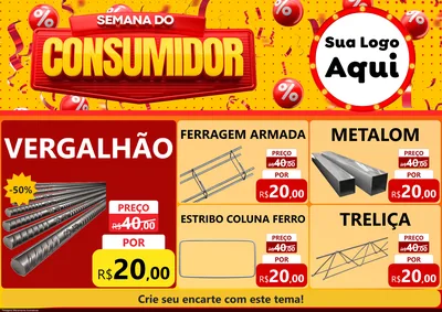 Modelo de Encarte para Encarte A4 Horizontal com o tema Semana do Consumidor para Ferragens
