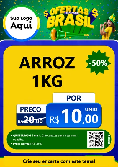 Modelo de Cartaz para Cartaz A4 Vertical com o tema Ofertas Semana do Brasil para Supermercado