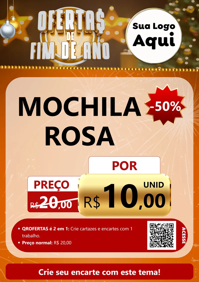 Modelo de Cartaz para Cartaz A4 Vertical com o tema Ofertas de Fim de Ano para Papelaria