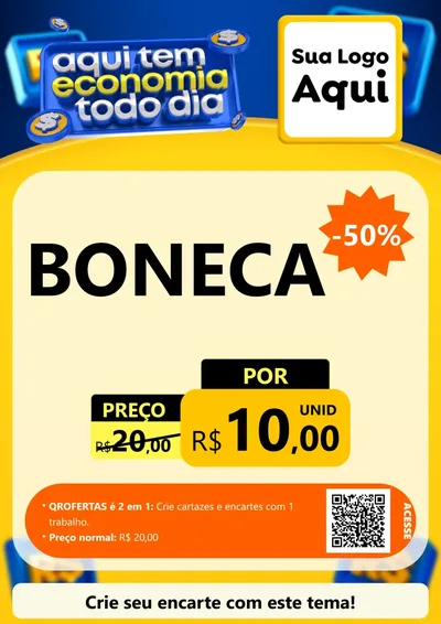 Modelo de Cartaz para Cartaz A4 Vertical com o tema Aqui Tem Economia Todo Dia para Brinquedos