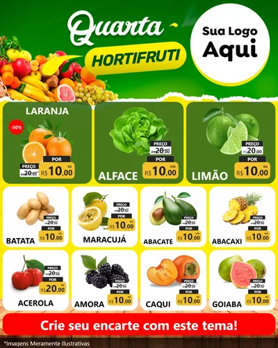 Modelo de Rede Social para Feed Instagram com o tema Quarta hortifruti para Hortifrúti