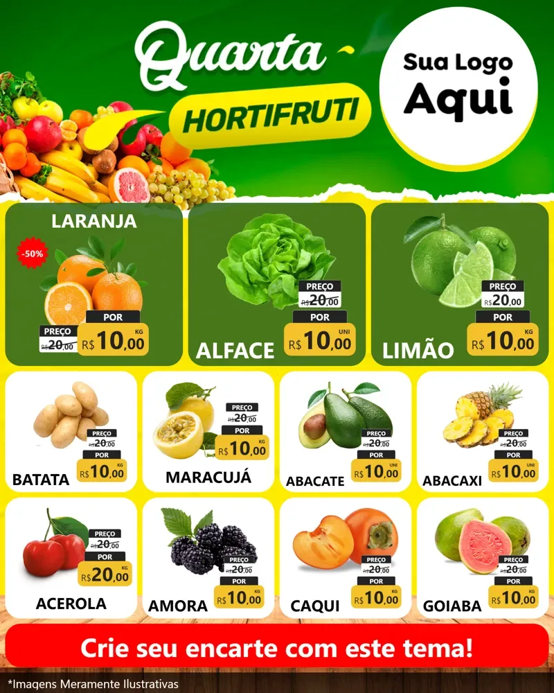 Modelo de Rede Social para Feed Instagram com o tema Quarta hortifruti para Hortifrúti