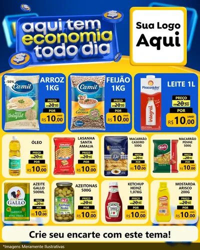Modelo de Rede Social para Feed Instagram com o tema Aqui Tem Economia Todo Dia para Supermercado
