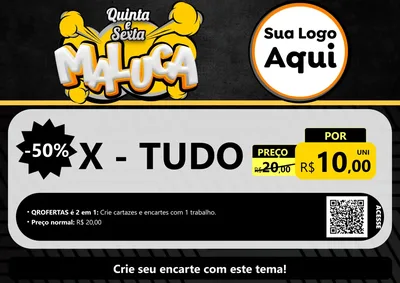 Modelo de Cartaz para Cartaz A4 Horizontal com o tema Quinta e Sexta Maluca para Hamburgueria
