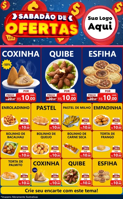 Modelo de Encarte para Encarte Grande com o tema Sabadão de Ofertas para Salgadaria