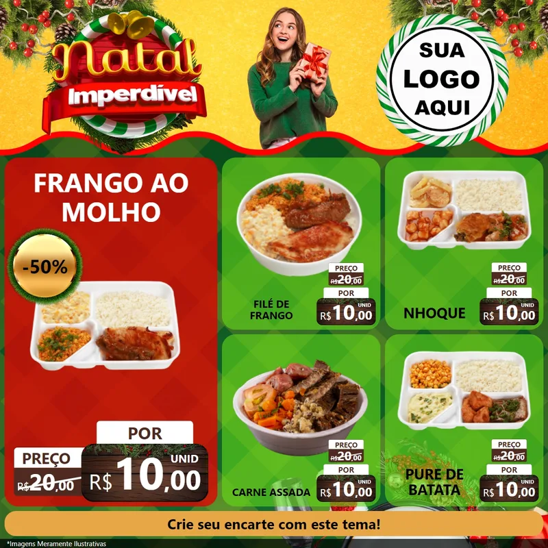 Modelo de Rede Social para Feed Facebook com o tema Natal Imperdível para Restaurante