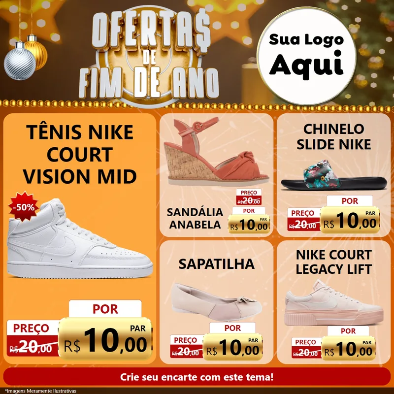 Modelo de Rede Social para Feed Facebook com o tema Ofertas de Fim de Ano para Calçados