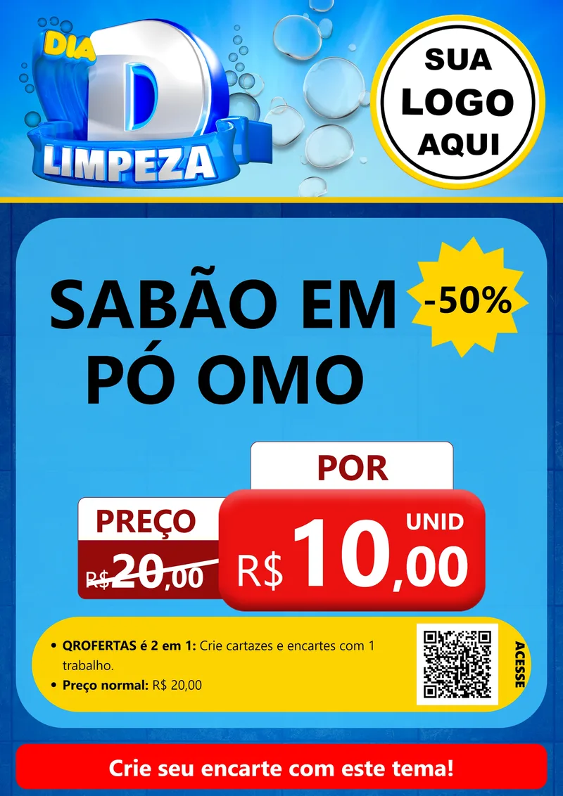 Modelo de Cartaz para Cartaz A4 Vertical com o tema Dia D Limpeza para Produtos de Limpeza