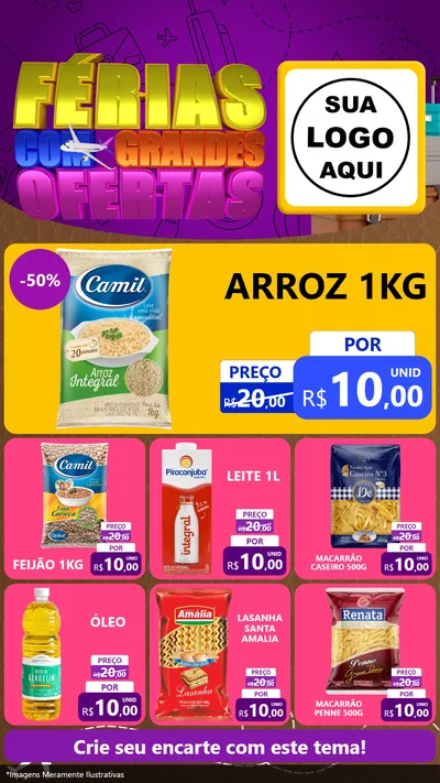 Modelo de Rede Social para Stories com o tema Férias com Grandes Ofertas para Supermercado