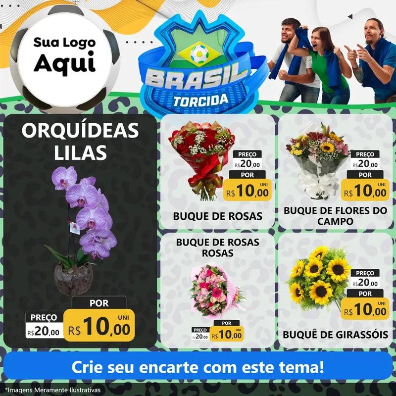 Modelo de Rede Social para Feed Facebook com o tema Brasil Torcida - Copa para Floricultura e jardim