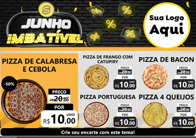 Modelo de Encarte para Encarte A4 Horizontal com o tema Junho Imbatível para Pizzaria