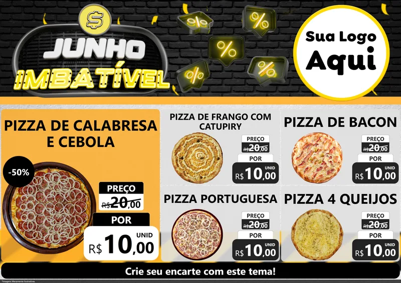 Modelo de Encarte para Encarte A4 Horizontal com o tema Junho Imbatível para Pizzaria
