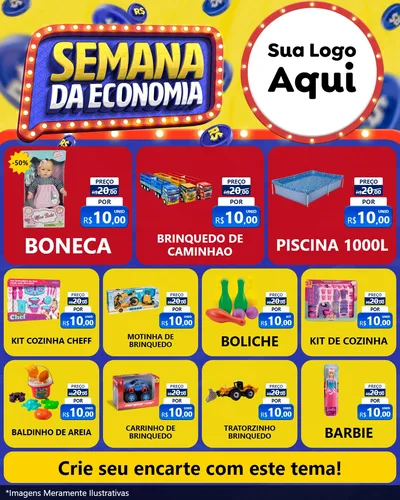 Modelo de Rede Social para Feed Instagram com o tema Semana da Economia para Brinquedos