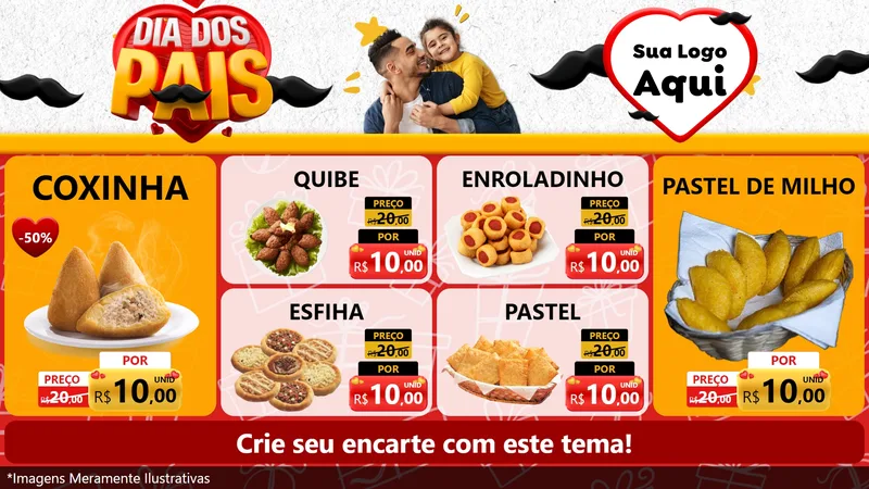 Modelo de TV para TV Horizontal com o tema Dia dos Pais para Salgadaria