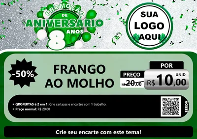 Modelo de Cartaz para Cartaz A4 Horizontal com o tema Promoção de Aniversário - 8 Anos para Restaurante