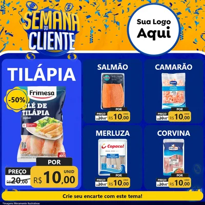 Modelo de Rede Social para Feed Facebook com o tema Semana do Cliente para Peixaria