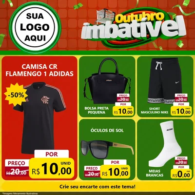 Modelo de Rede Social para Feed Facebook com o tema Outubro Imbatível para Roupas e acessórios