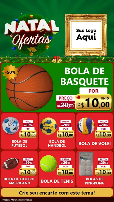 Modelo de Rede Social para Stories com o tema Natal de Ofertas para Artigos Esportivos