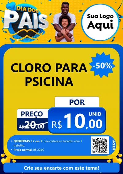 Modelo de Cartaz para Cartaz A4 Vertical com o tema Dia dos Pais para Produtos para Piscina