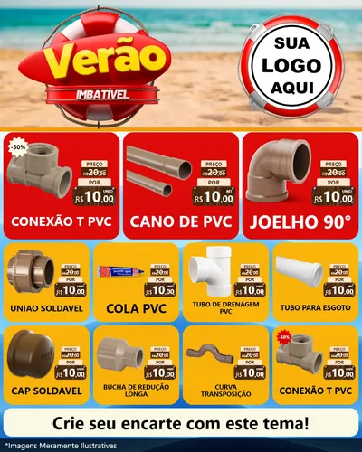 Modelo de Rede Social para Feed Instagram com o tema Verão Imbatível para Tubos e conexões