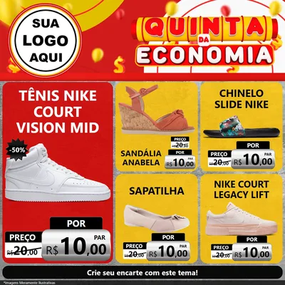Modelo de Rede Social para Feed Facebook com o tema Quinta da Economia para Calçados