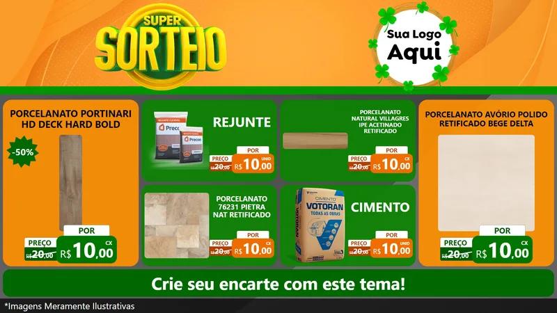 Modelo de TV para TV Horizontal com o tema Super Sorteio para Pisos e revestimentos