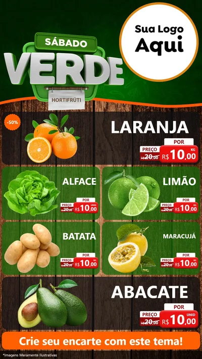 Modelo de TV para TV Vertical com o tema Sábado Verde para Hortifrúti
