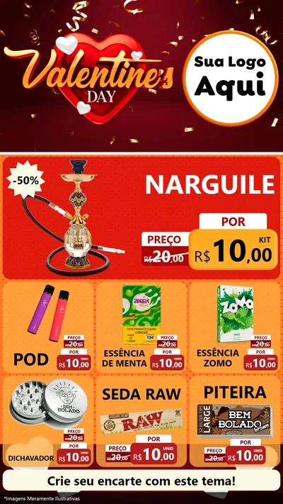 Modelo de Rede Social para Stories com o tema Valentine's Day para Tabacaria
