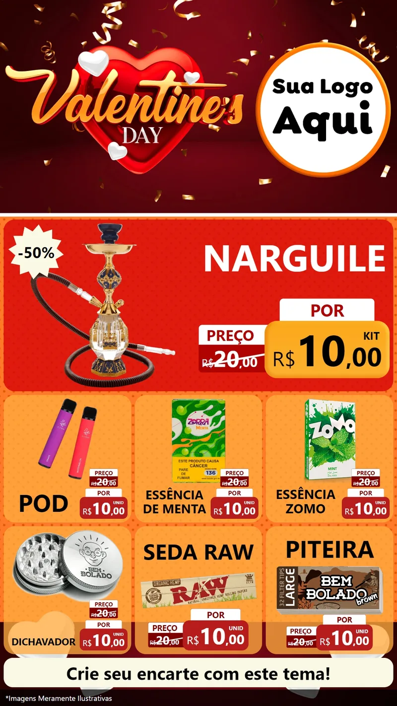 Modelo de Rede Social para Stories com o tema Valentine's Day para Tabacaria